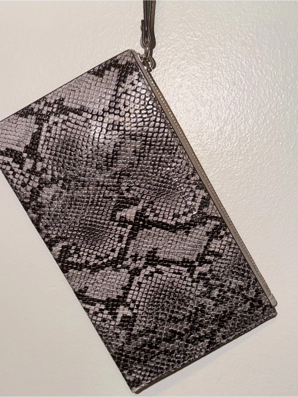 Michael Kors Black and Gray Snake-Print Wristlet Clutch